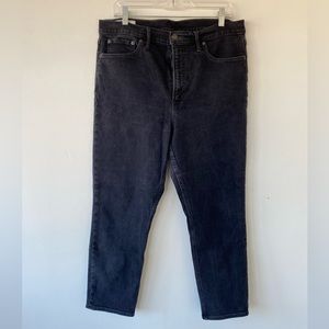 Black Gap Denim Jeans Size 33 16R Cigarette High Rise